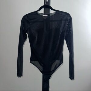 Black Long Sleeve Mesh Bodysuit